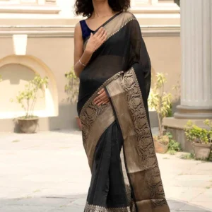 Pure linen Banarasi Saree
