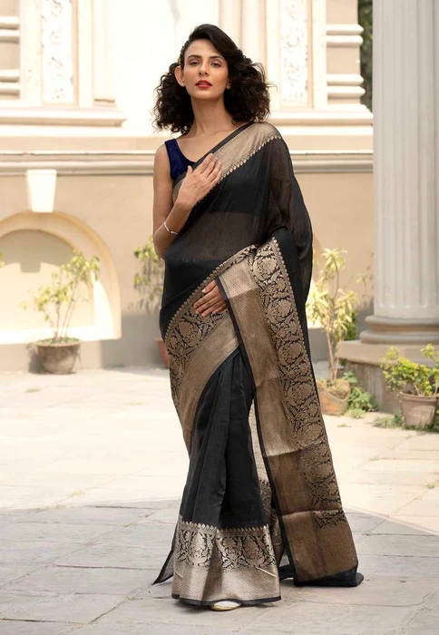 Pure linen Banarasi Saree