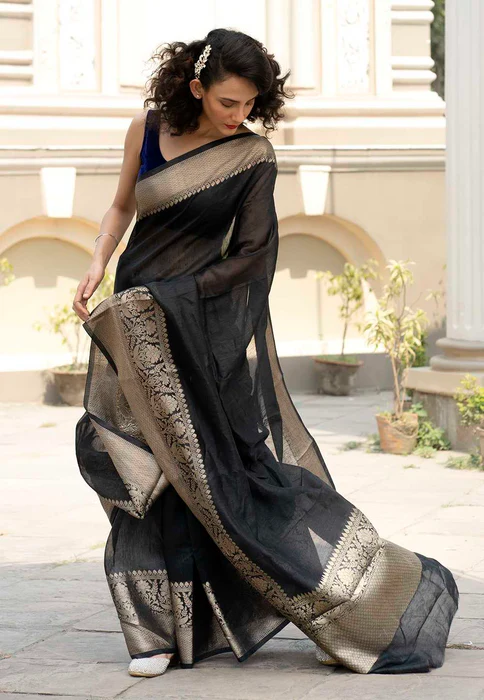 Pure linen Banarasi Saree