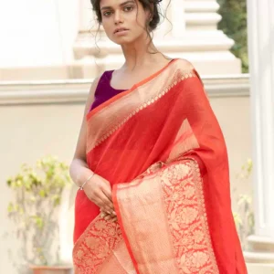 Pure linen Banarasi Saree