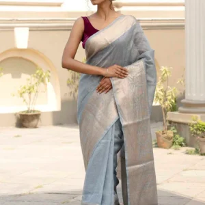 Pure linen Banarasi Saree