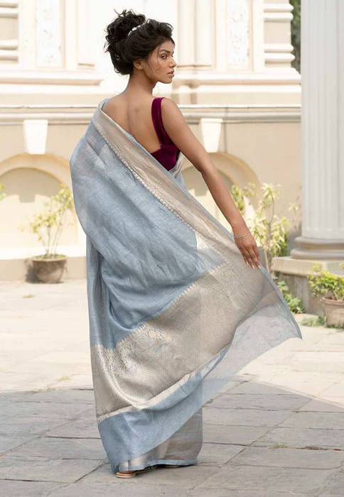Pure linen Banarasi Saree