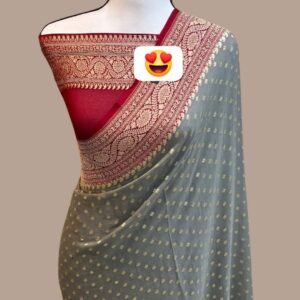 Pure Khaddi Georgette Handloom Banarasi Saree