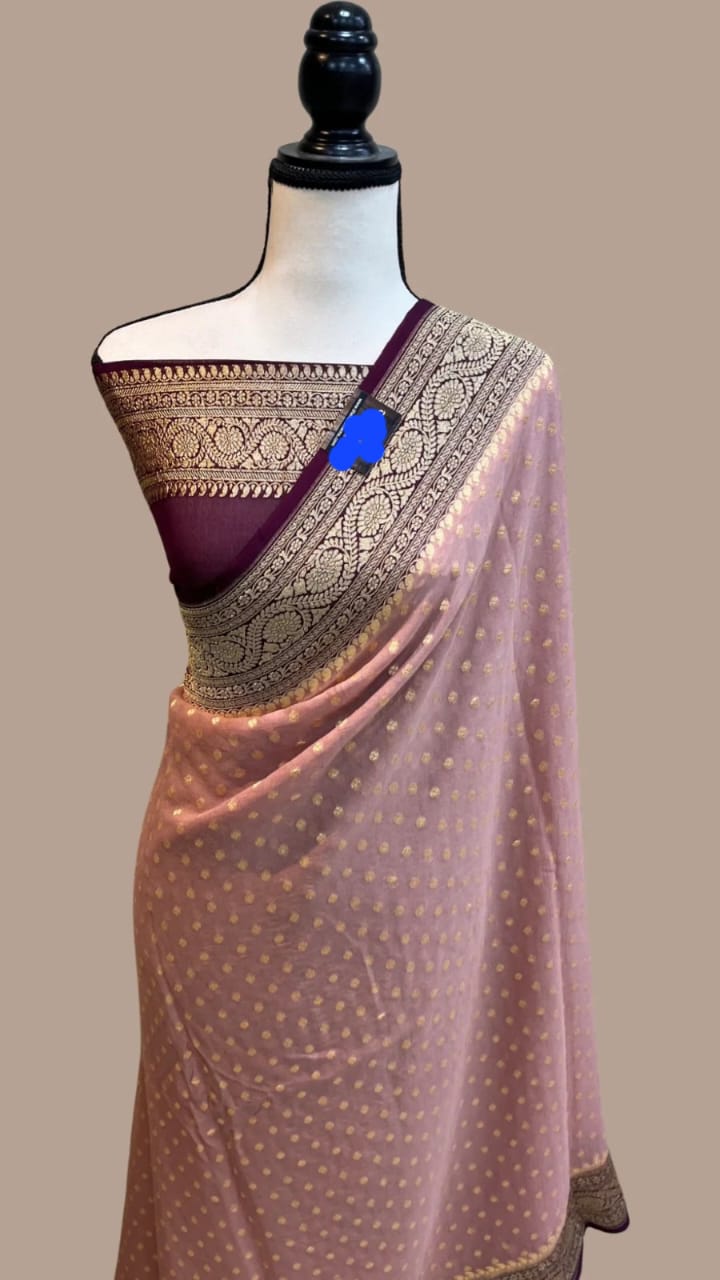 Pure Khaddi Georgette Handloom Banarasi Saree
