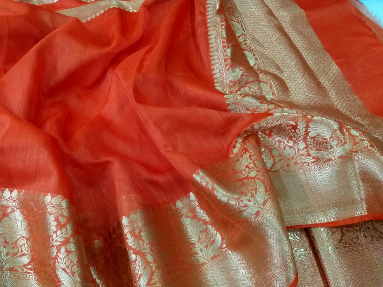Pure linen Banarasi Saree