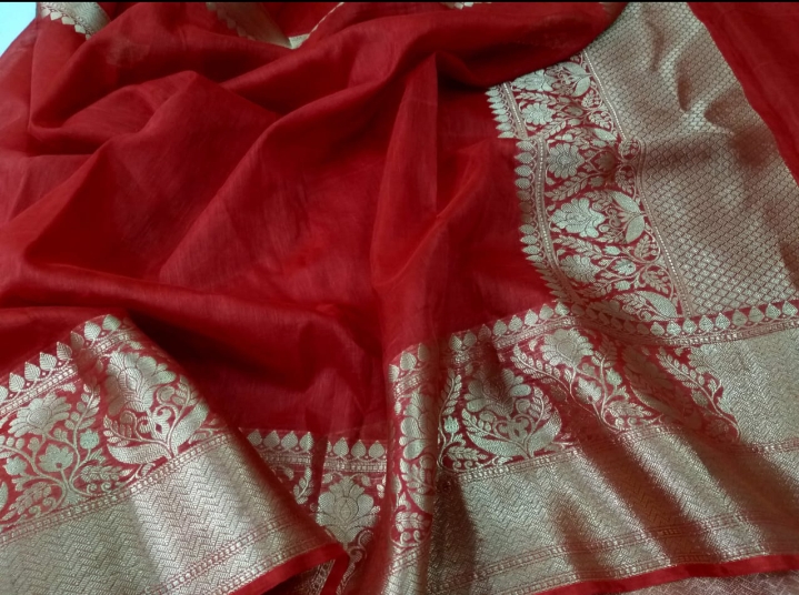 Pure linen Banarasi Saree