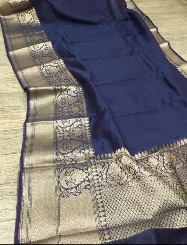 Pure linen Banarasi Saree