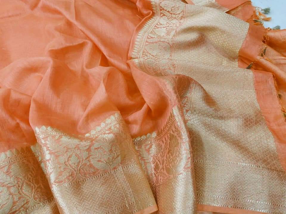 Pure linen Banarasi Saree