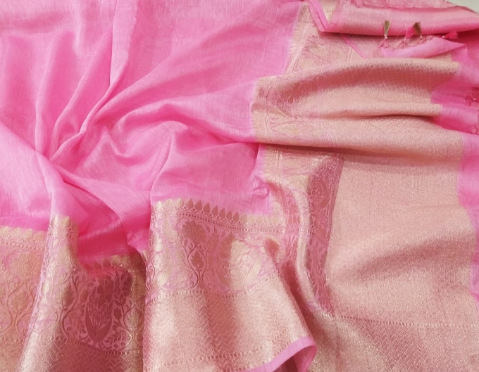 Pure linen Banarasi Saree