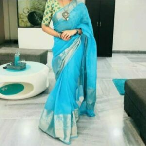Pure linen Banarasi Saree