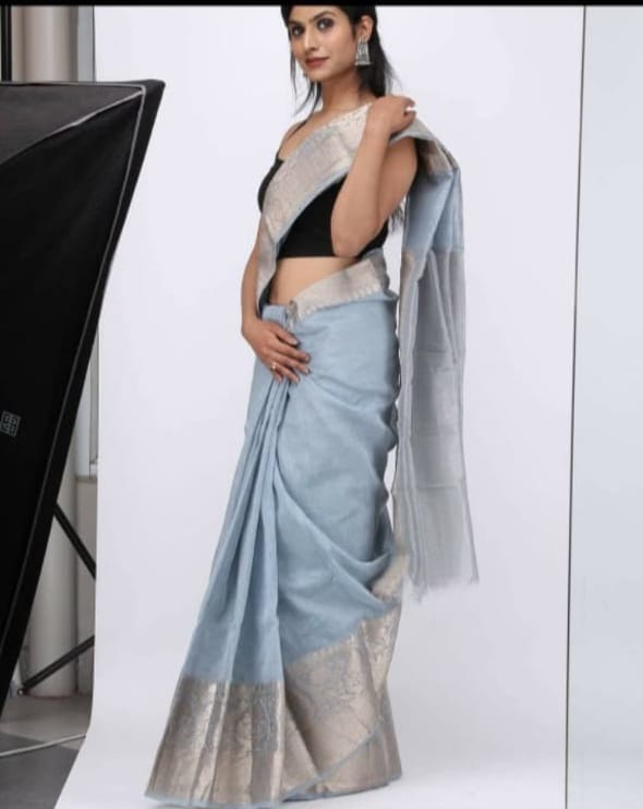 Pure linen Banarasi Saree