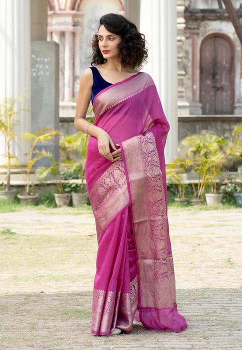 Pure linen Banarasi Saree