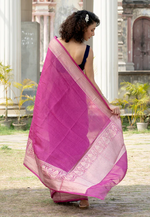 Pure linen Banarasi Saree