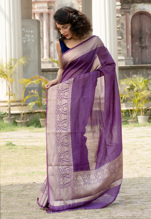 Pure linen Banarasi Saree