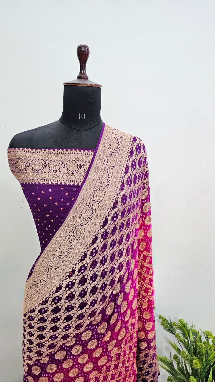 Bandhej Silk Saree